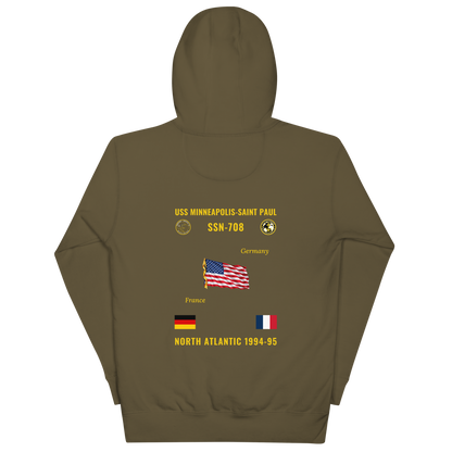 USS Minneapolis-Saint Paul (SSN-708) 1994-95 North Atlantic Cruise Hoodie