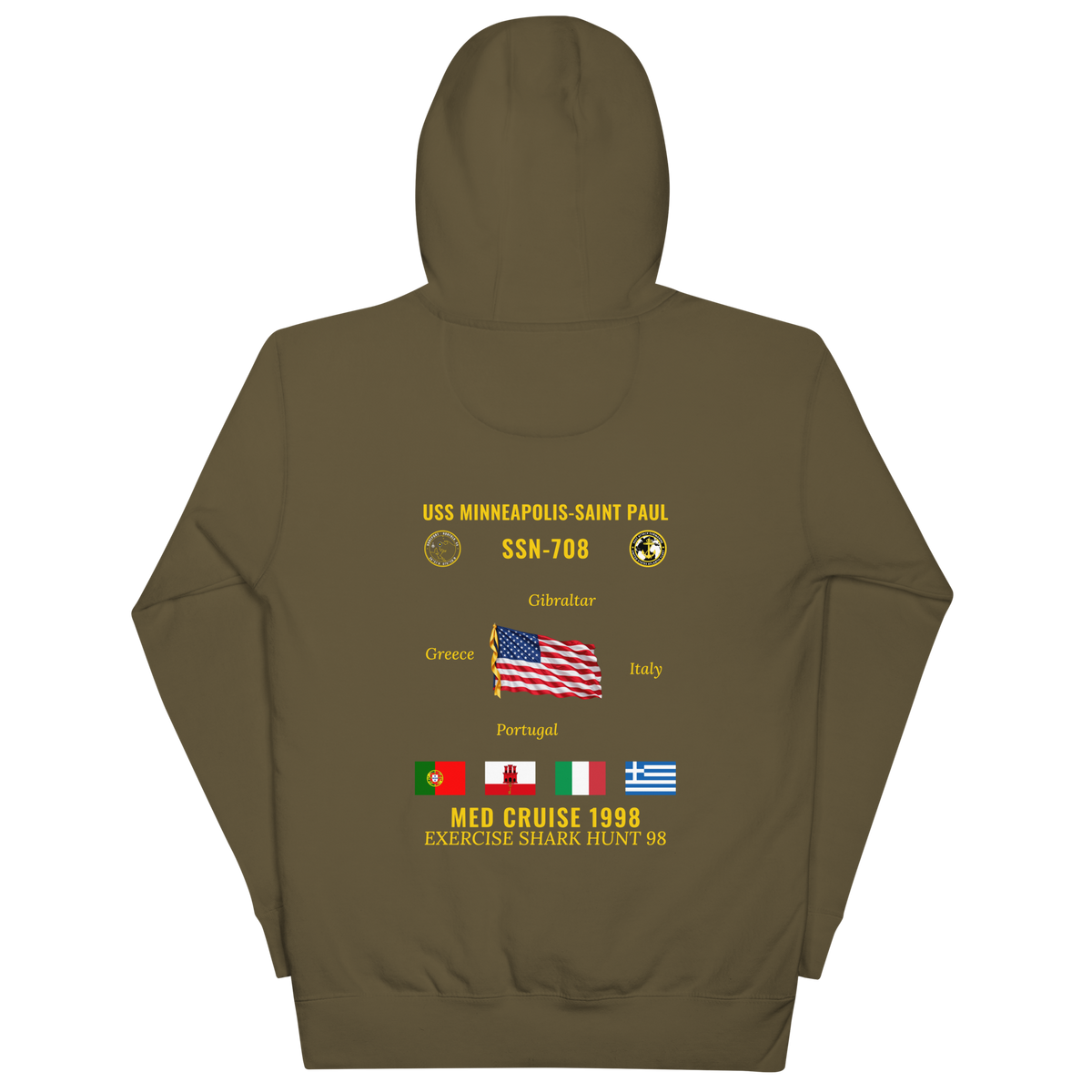 USS Minneapolis-Saint Paul (SSN-708) 1998 Med Cruise Hoodie