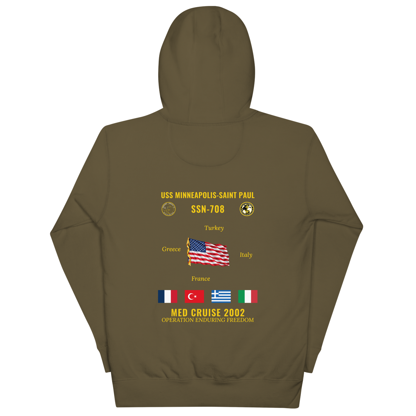 USS Minneapolis-Saint Paul (SSN-708) 2002 Med Cruise Hoodie