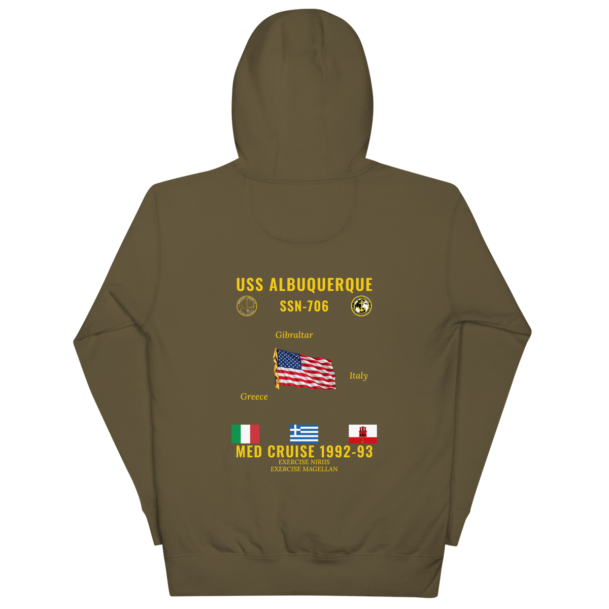 USS Albuquerque (SSN-706) 1992-93 Med Cruise Hoodie