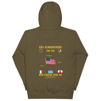 USS Albuquerque (SSN-706) 1992-93 Med Cruise Hoodie