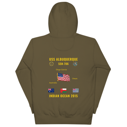 USS Albuquerque (SSN-706) 2015 Indian Ocean Cruise Hoodie
