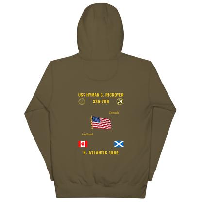 USS Hyman G. Rickover (SSN-709) 1986 N. Atlantic Cruise Hoodie
