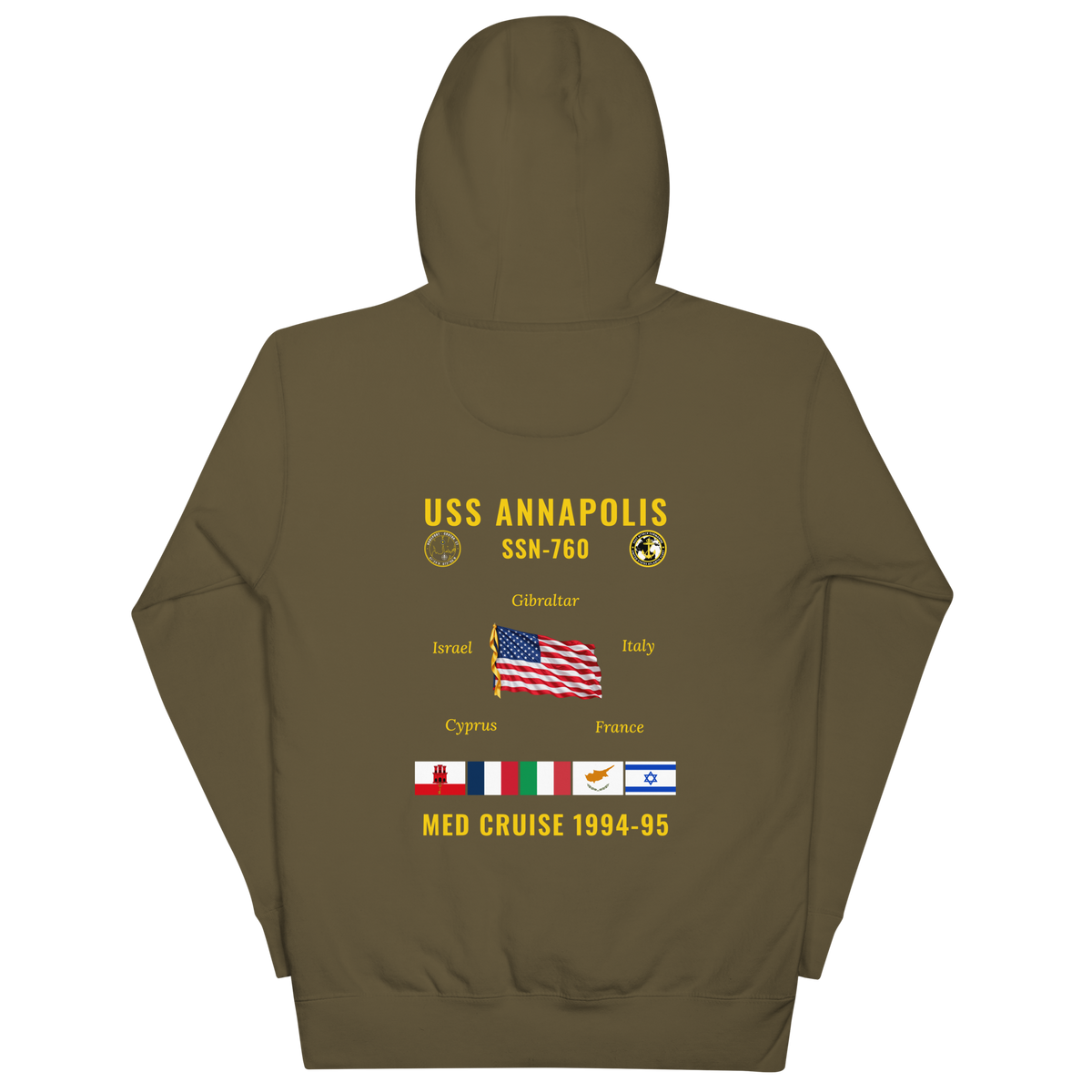 USS Annapolis (SSN-760) 1994-95 Med Cruise Hoodie