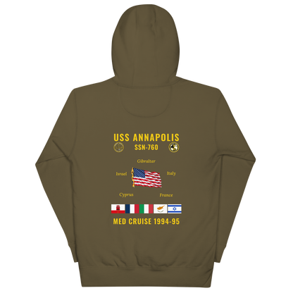USS Annapolis (SSN-760) 1994-95 Med Cruise Hoodie