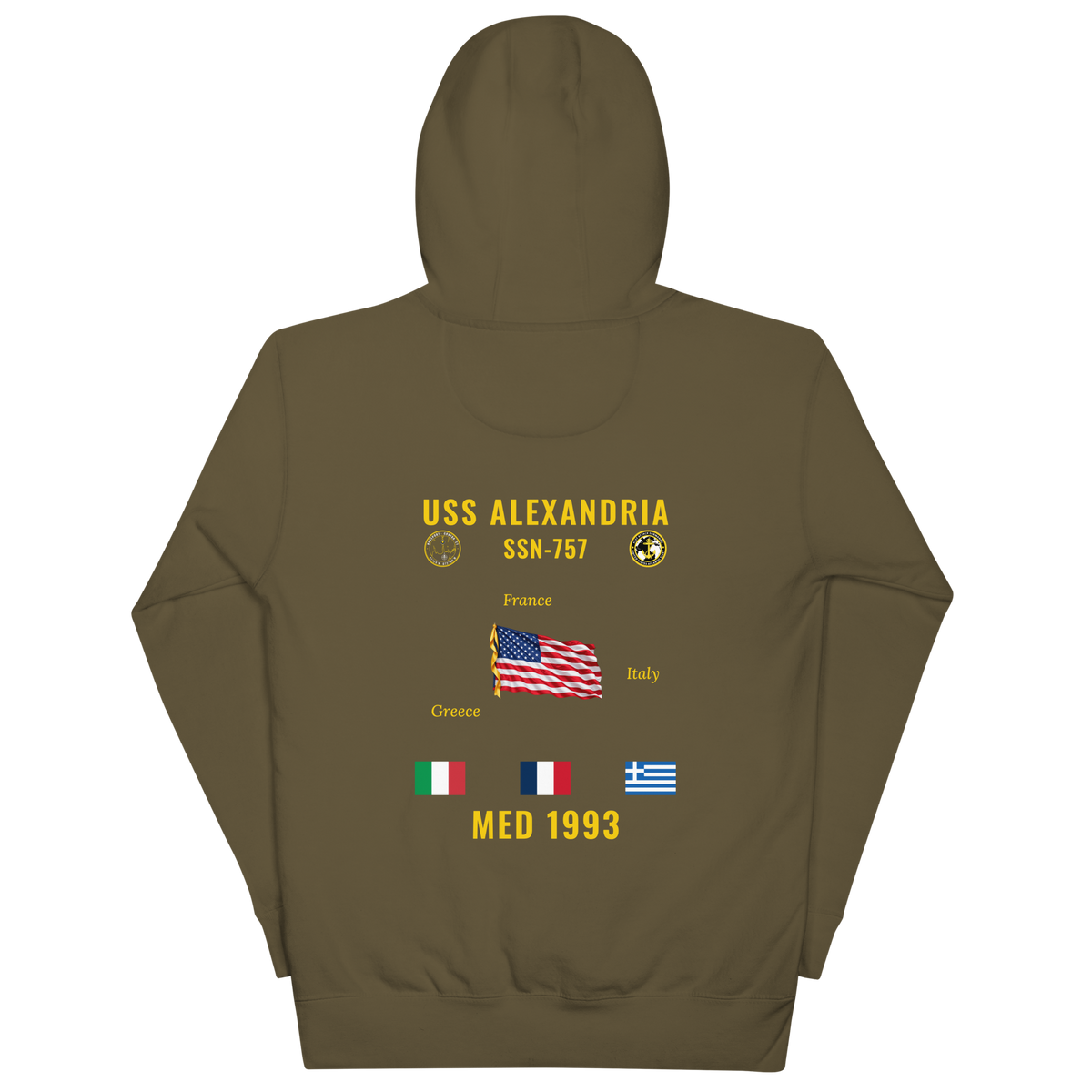 USS Alexandria (SSN-757) 1993 Med Cruise Hoodie