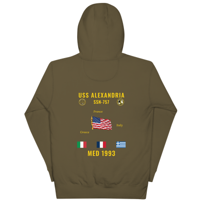 USS Alexandria (SSN-757) 1993 Med Cruise Hoodie