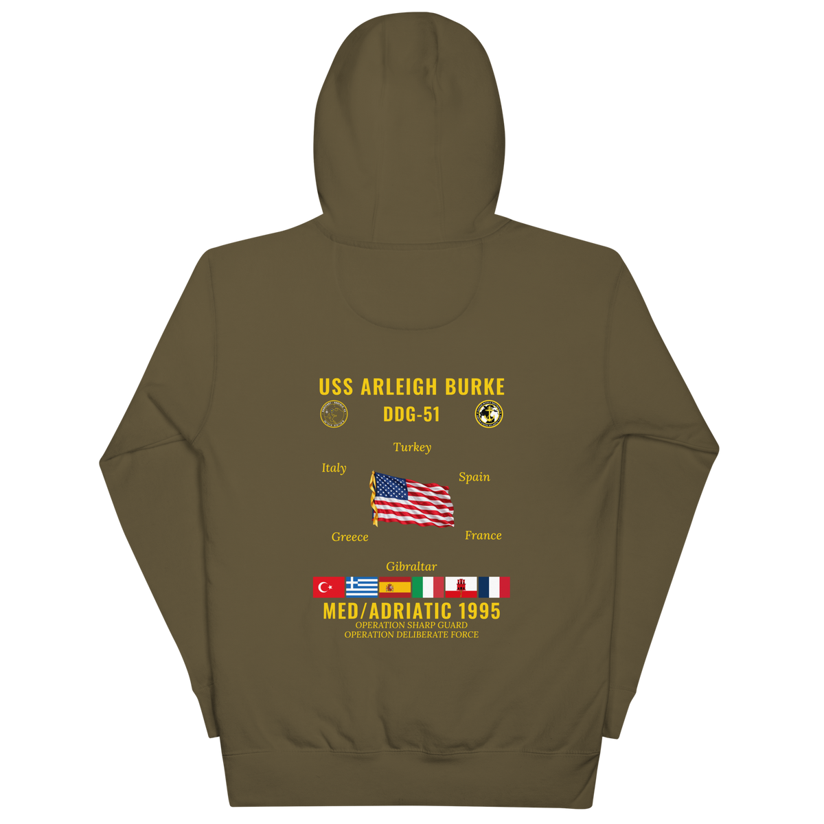 USS Arleigh Burke (DDG-51) 1995 Med/Adriatic Cruise Hoodie