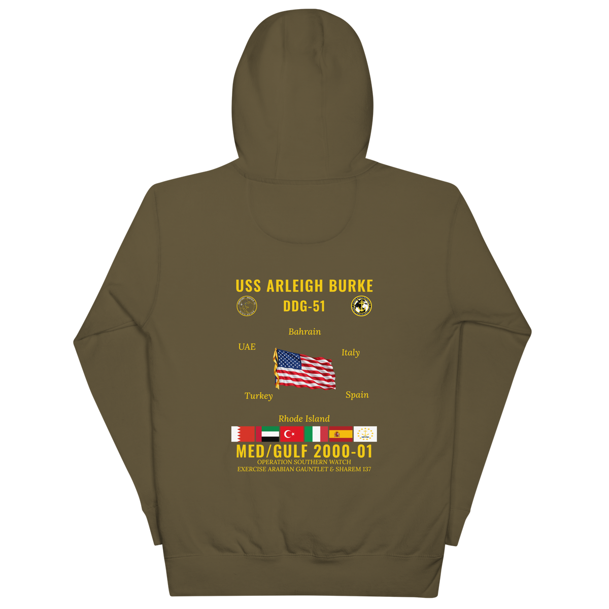 USS Arleigh Burke (DDG-51) 2000-01 Med/Gulf Cruise Hoodie
