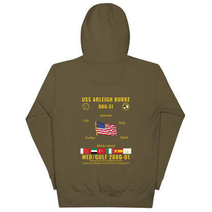 USS Arleigh Burke (DDG-51) 2000-01 Med/Gulf Cruise Hoodie