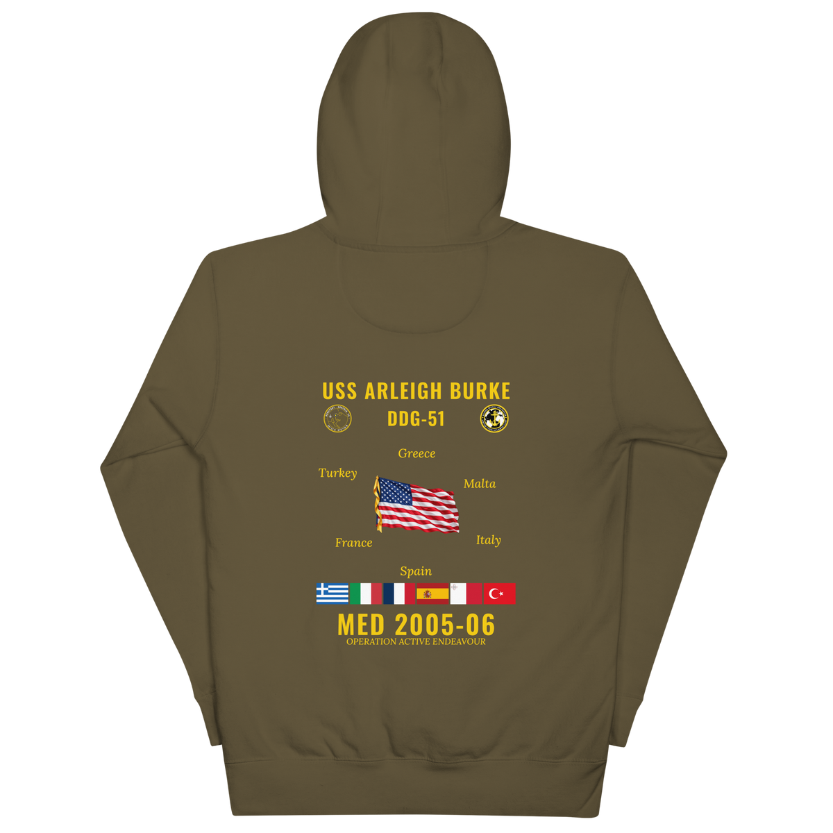 USS Arleigh Burke (DDG-51) 2005-06 Med Cruise Hoodie