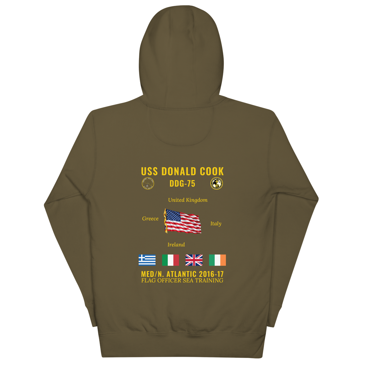 USS Donald Cook (DDG-75) 2016-17 Med/N. Atlantic Cruise Hoodie