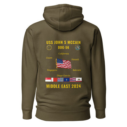 USS John S McCain (DDG-56) 2024 Middle East Cruise Hoodie
