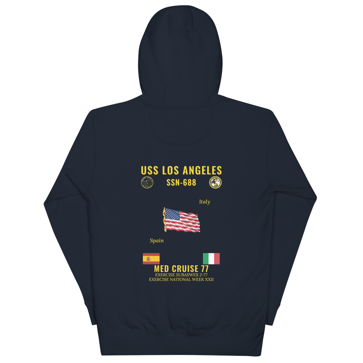 USS Los Angeles (SSN-688) 1977 Med Cruise Hoodie
