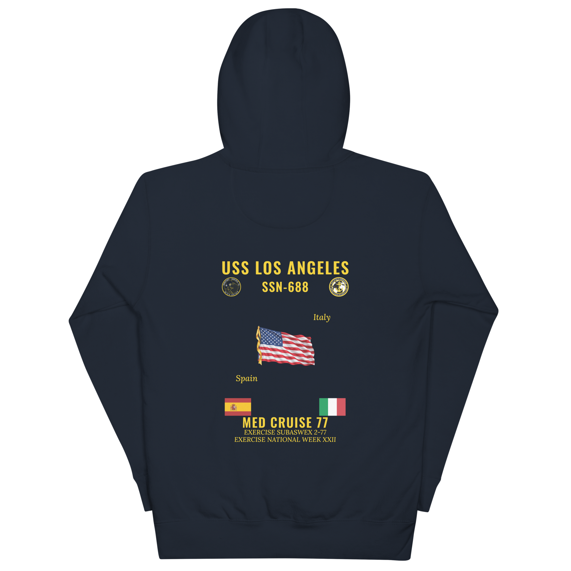 USS Los Angeles (SSN-688) 1977 Med Cruise Hoodie