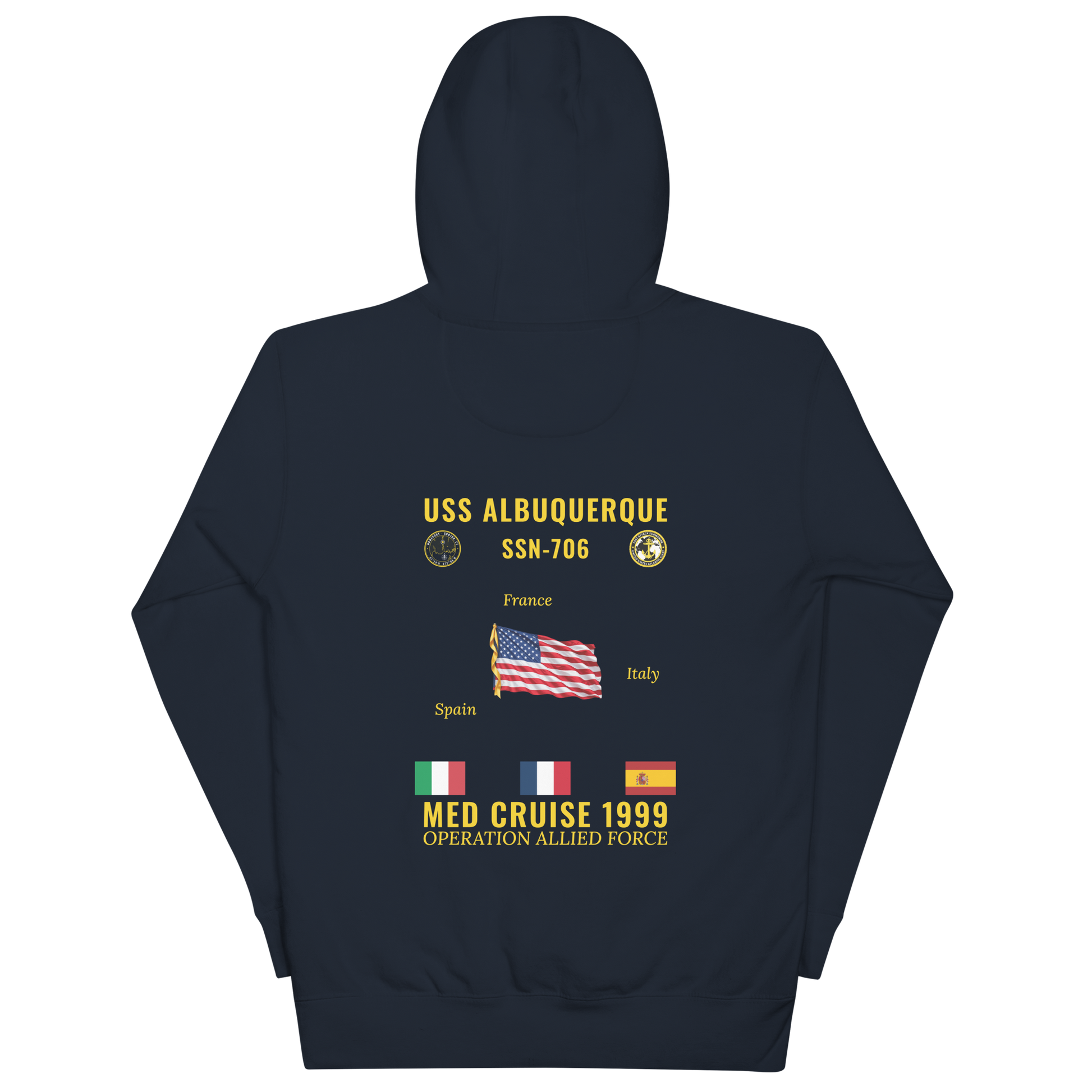 USS Albuquerque (SSN-706) 1999 Med Cruise Hoodie
