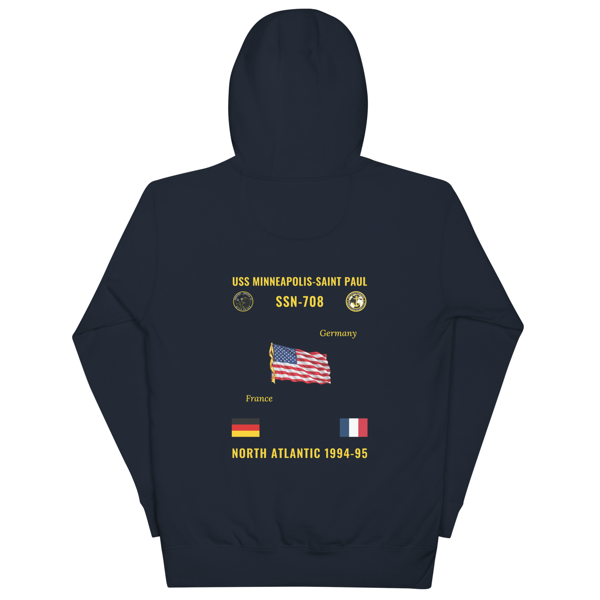 USS Minneapolis-Saint Paul (SSN-708) 1994-95 North Atlantic Cruise Hoodie