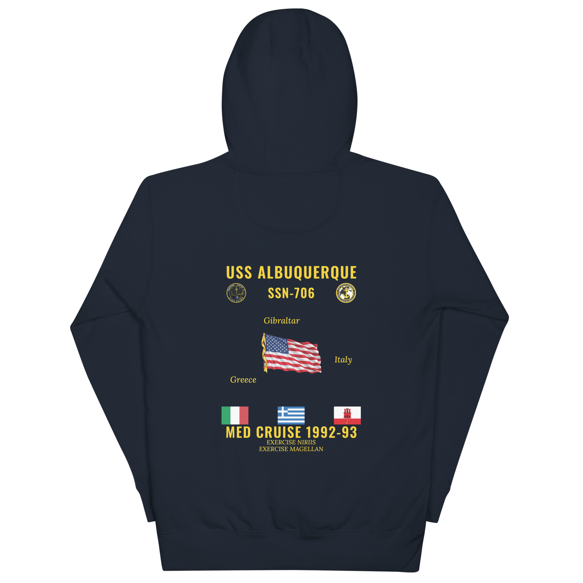 USS Albuquerque (SSN-706) 1992-93 Med Cruise Hoodie