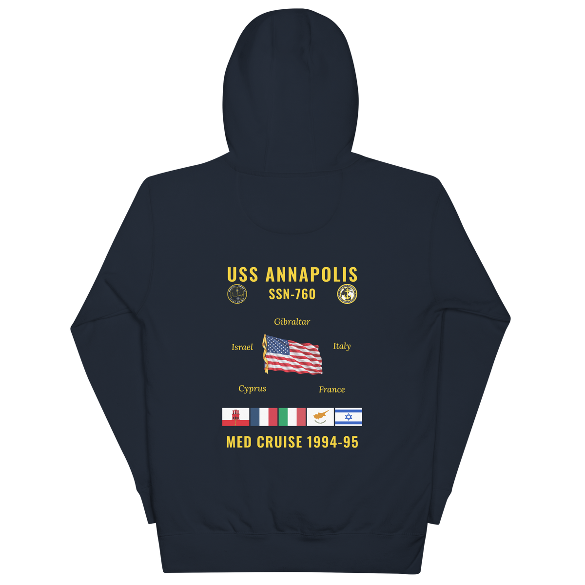 USS Annapolis (SSN-760) 1994-95 Med Cruise Hoodie