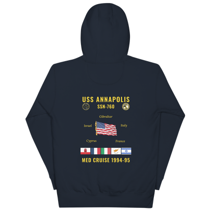 USS Annapolis (SSN-760) 1994-95 Med Cruise Hoodie