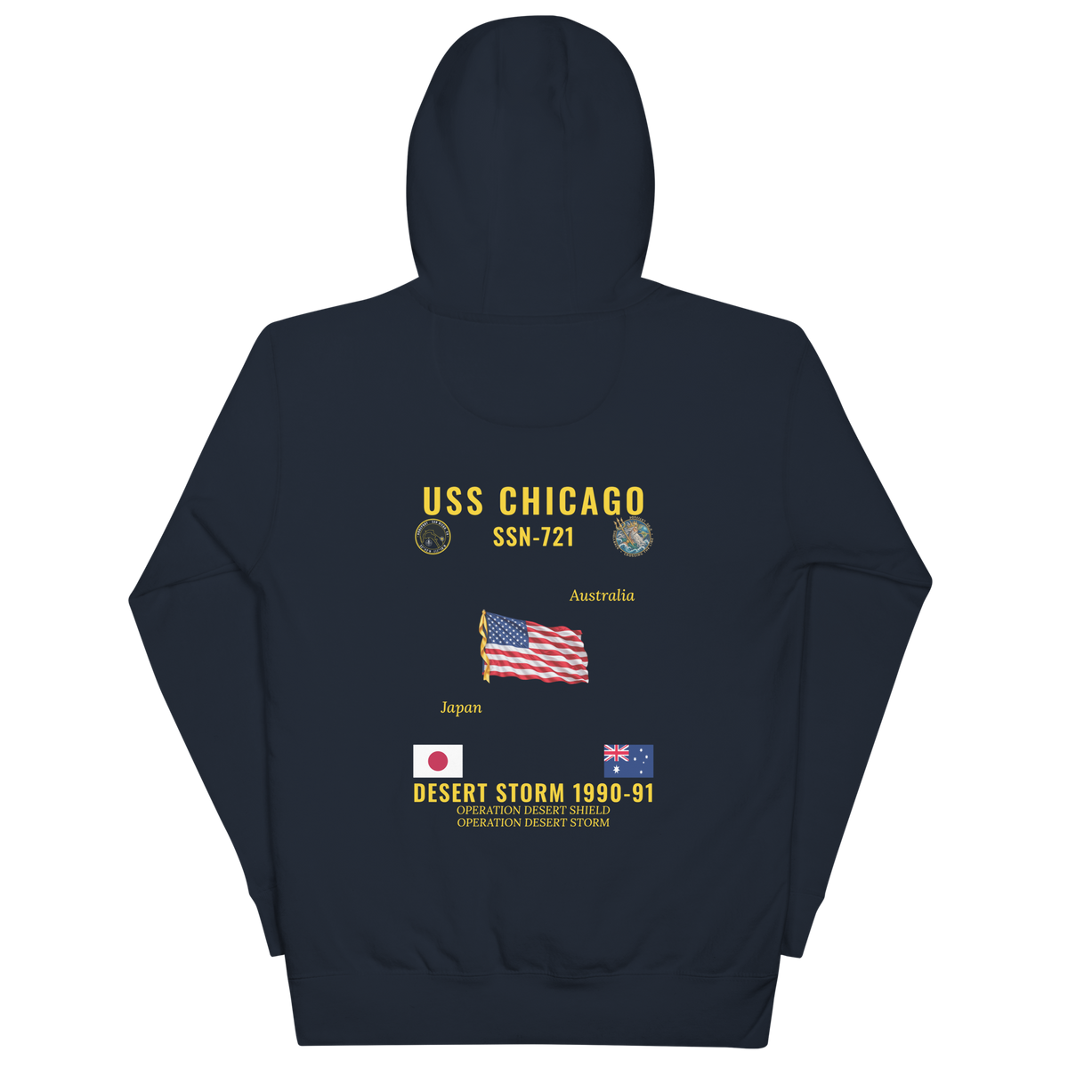 USS Chicago (SSN-721) 1990-91 Desert Storm Cruise Hoodie
