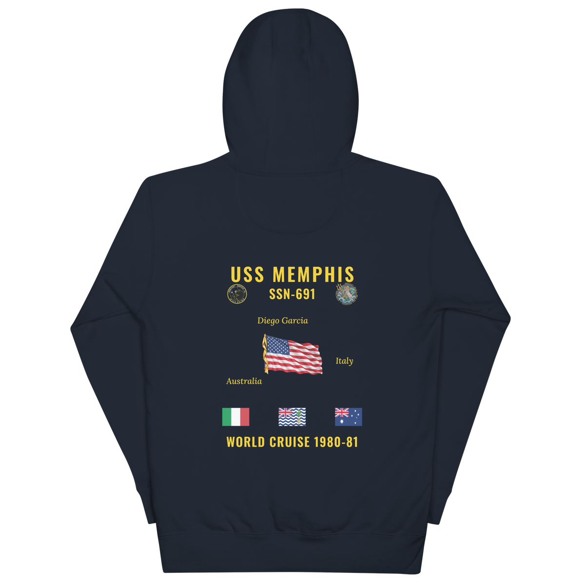 USS Memphis (SSN-691) 1980-81 World Cruise Hoodie