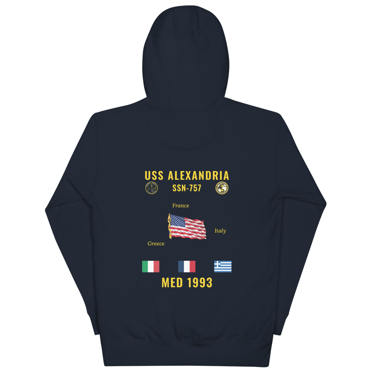 USS Alexandria (SSN-757) 1993 Med Cruise Hoodie