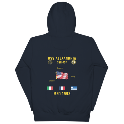 USS Alexandria (SSN-757) 1993 Med Cruise Hoodie