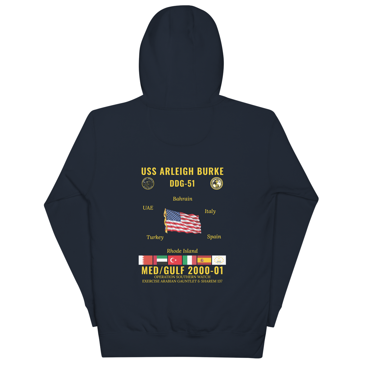 USS Arleigh Burke (DDG-51) 2000-01 Med/Gulf Cruise Hoodie