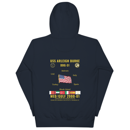 USS Arleigh Burke (DDG-51) 2000-01 Med/Gulf Cruise Hoodie