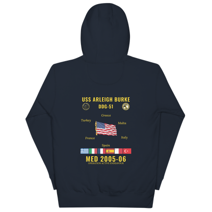 USS Arleigh Burke (DDG-51) 2005-06 Med Cruise Hoodie