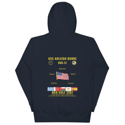USS Arleigh Burke (DDG-51) 2007 Med/Gulf Cruise Hoodie