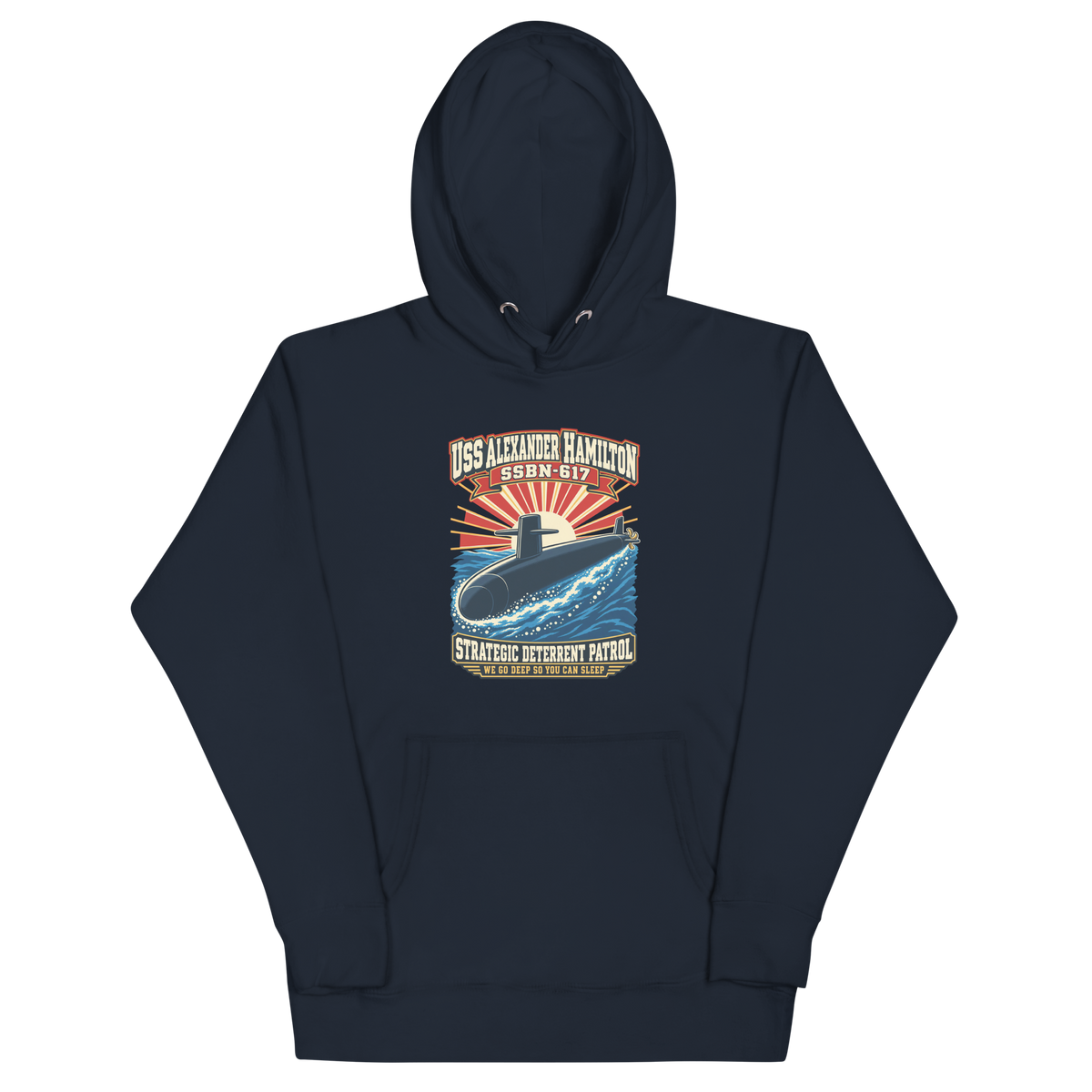 USS Alexander Hamilton (SSBN-617) Deterrent Patrol Hoodie - Retro