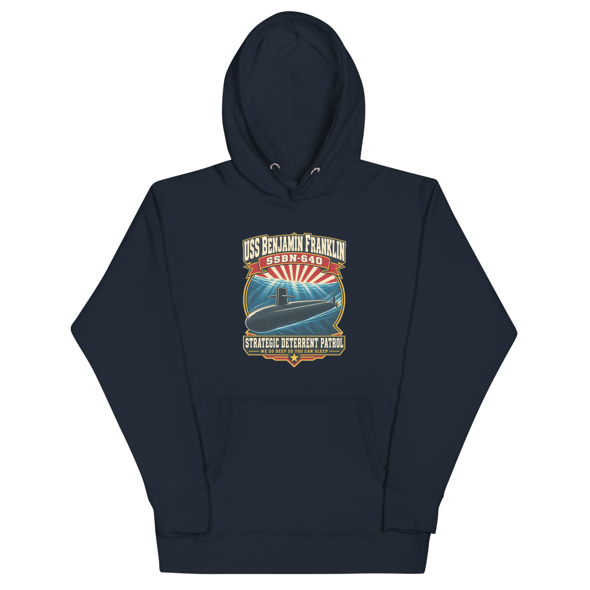 USS Benjamin Franklin (SSBN-640) Deterrent Patrol Hoodie - Retro