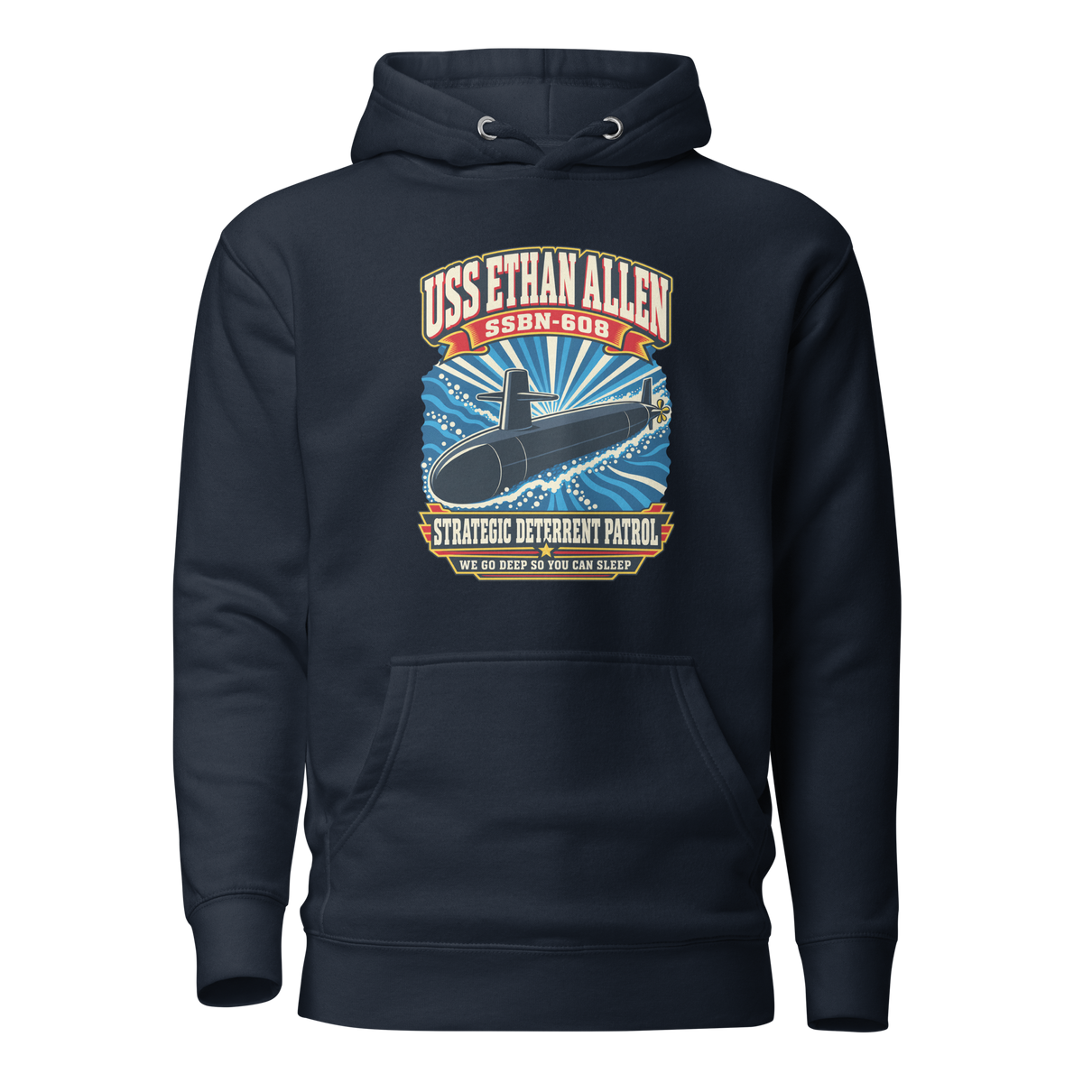 USS Ethan Allen (SSBN-608) Deterrent Patrol Hoodie - Retro