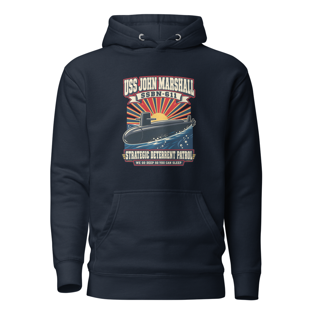 USS John Marshall (SSBN-611) Deterrent Patrol Hoodie - Retro