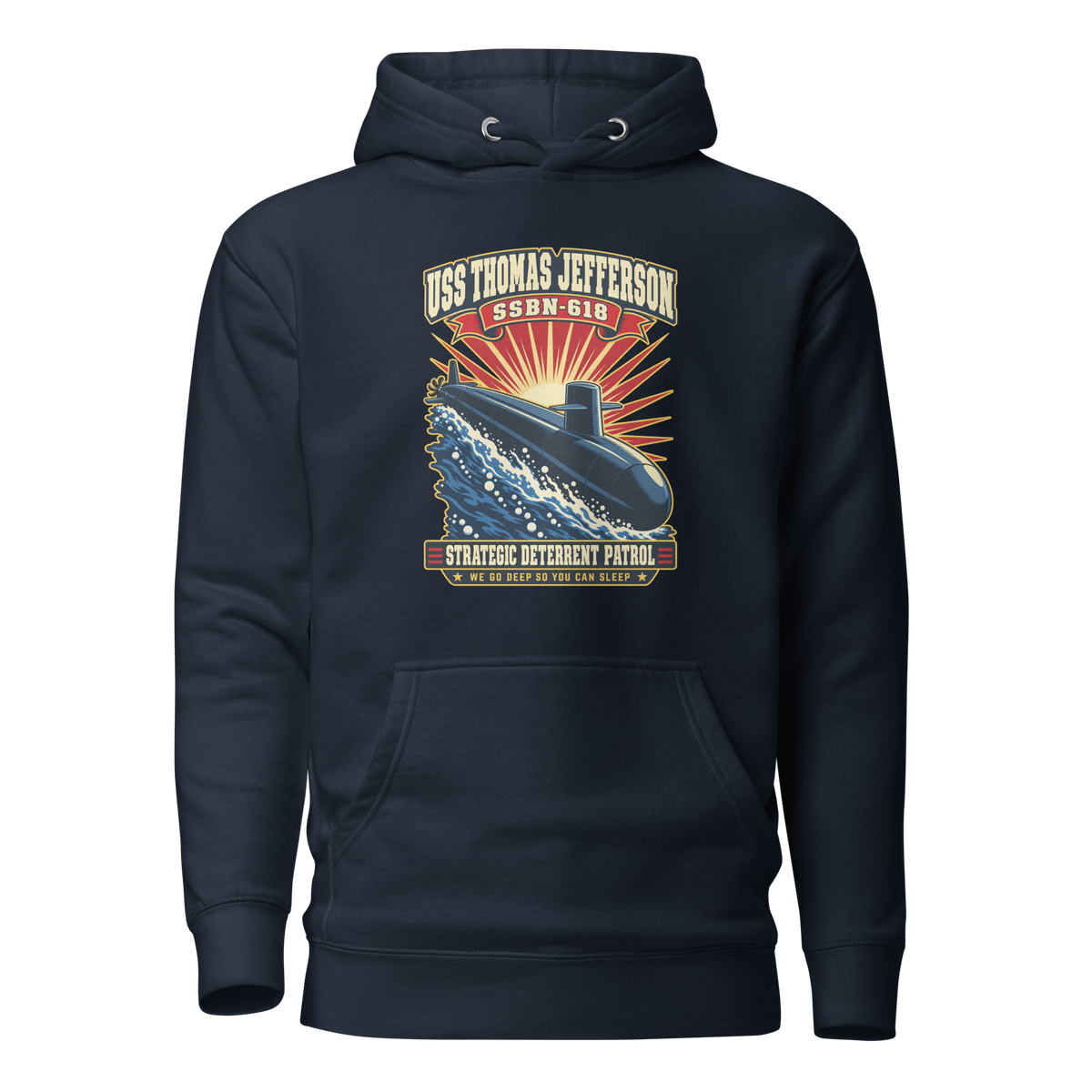USS Thomas Jefferson (SSBN-618) Deterrent Patrol Hoodie - Retro