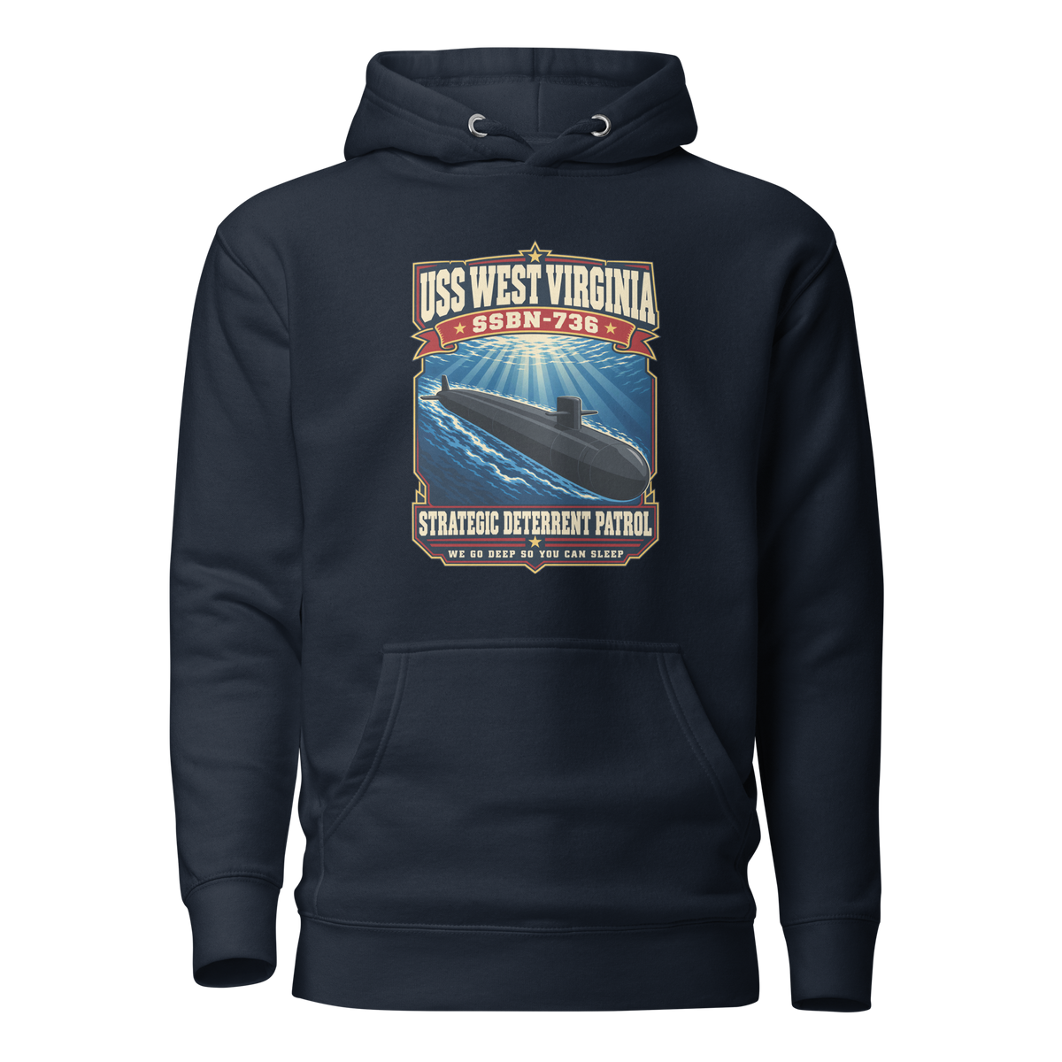USS West Virginia (SSBN-736) Deterrent Patrol Hoodie - Retro