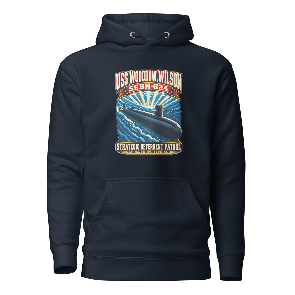USS Woodrow Wilson (SSBN-624) Deterrent Patrol Hoodie - Retro