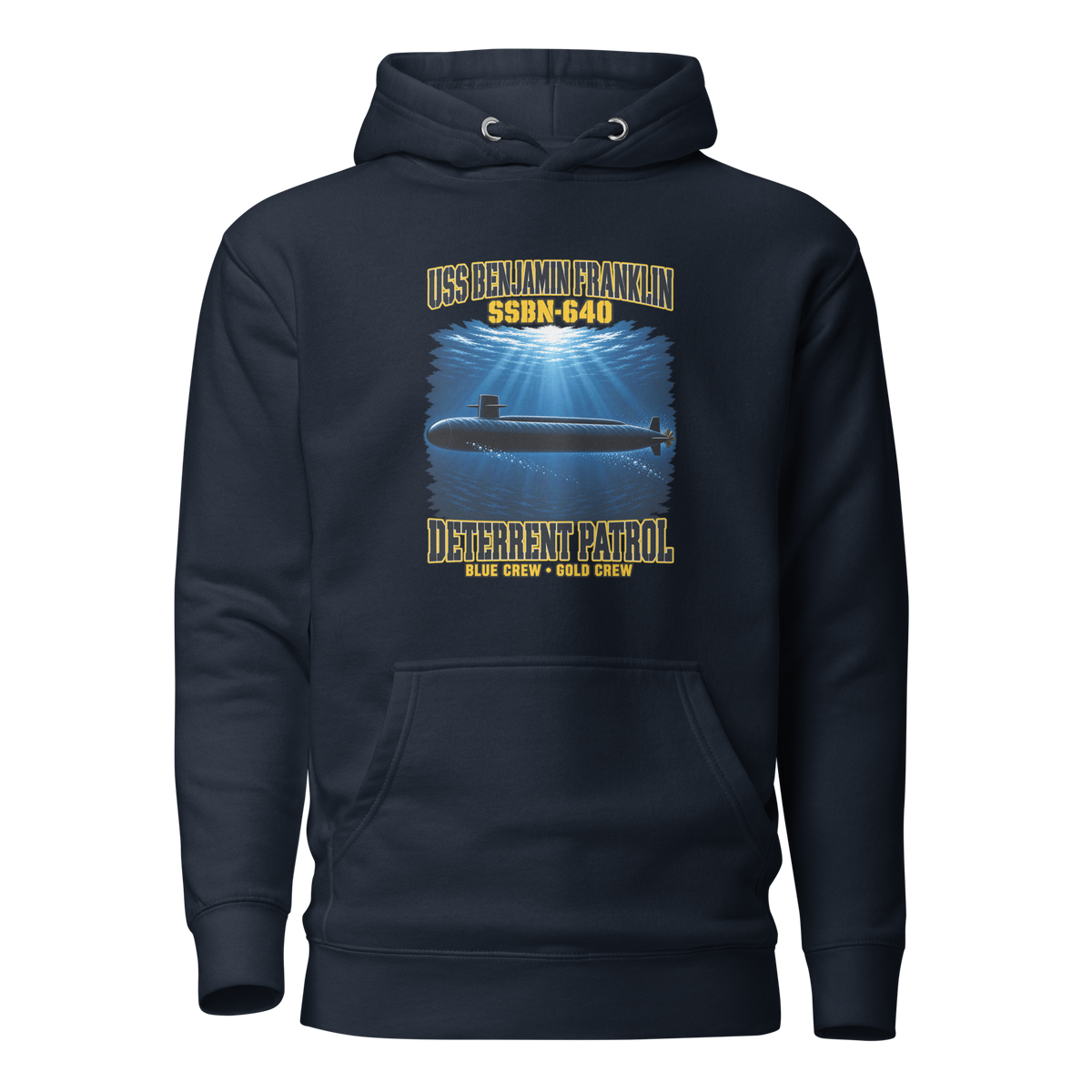 USS Benjamin Franklin (SSBN-640) Deterrent Patrol Hoodie - Deep Water