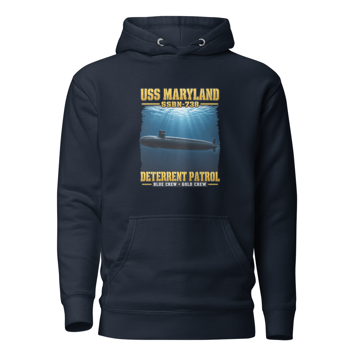 USS Maryland (SSBN-738) Deterrent Patrol Hoodie - Deep Water