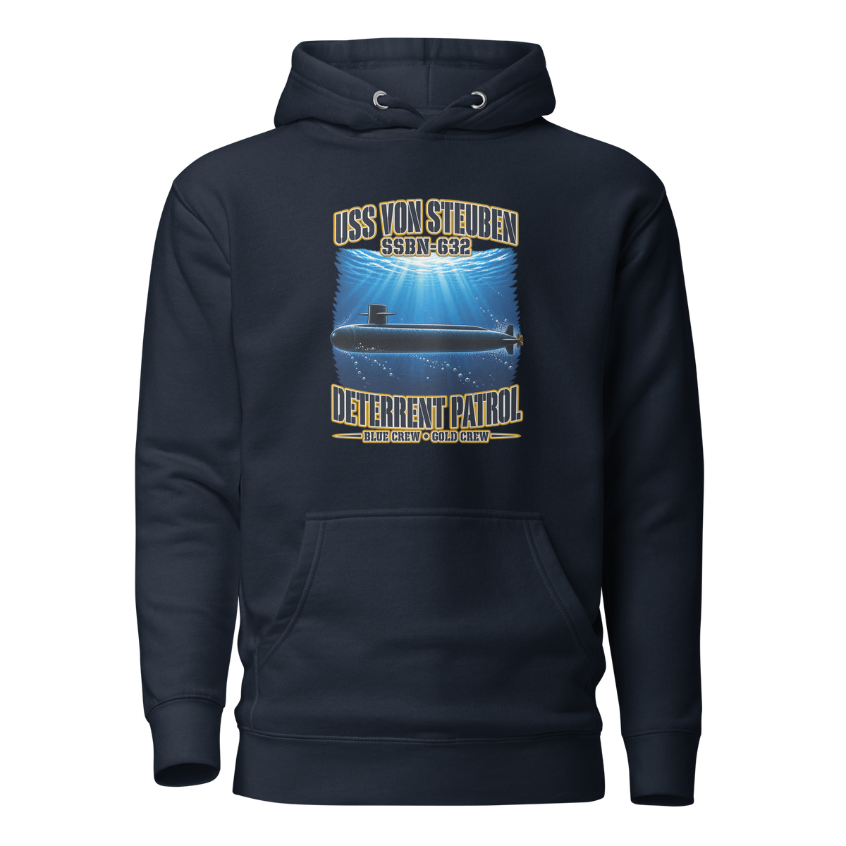 USS Von Steuben (SSBN-632) Deterrent Patrol Hoodie - Deep Water