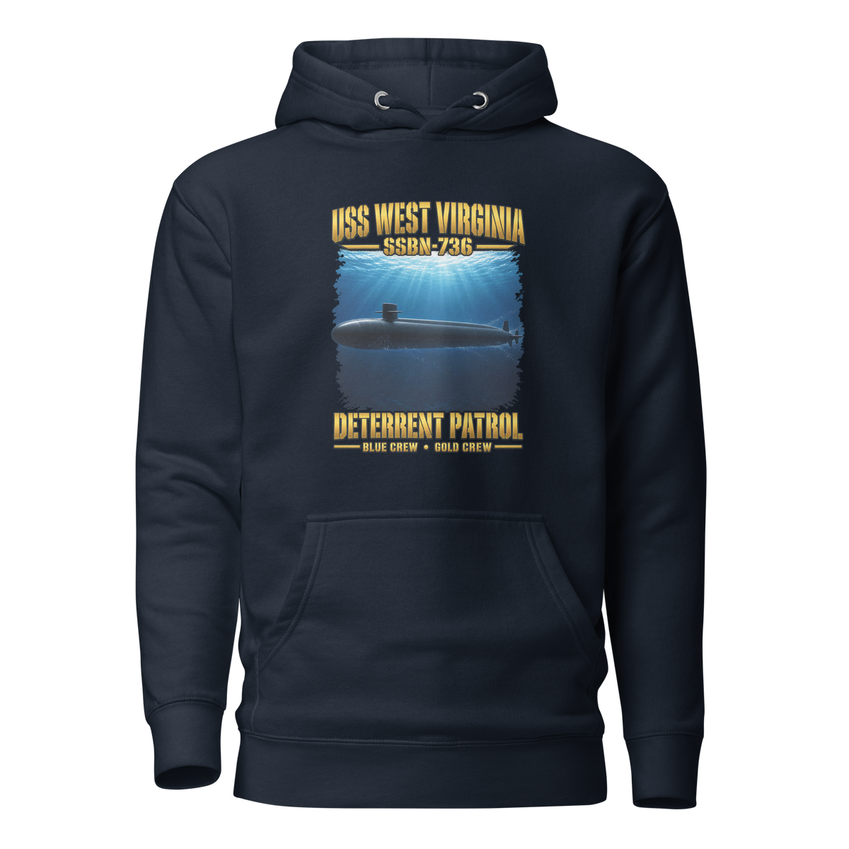 USS West Virginia (SSBN-736) Deterrent Patrol Hoodie - Deep Water