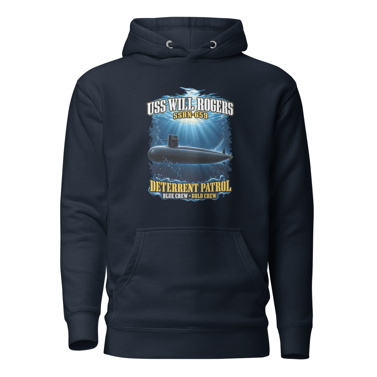 USS Will Rogers (SSBN-659) Deterrent Patrol Hoodie - Deep Water
