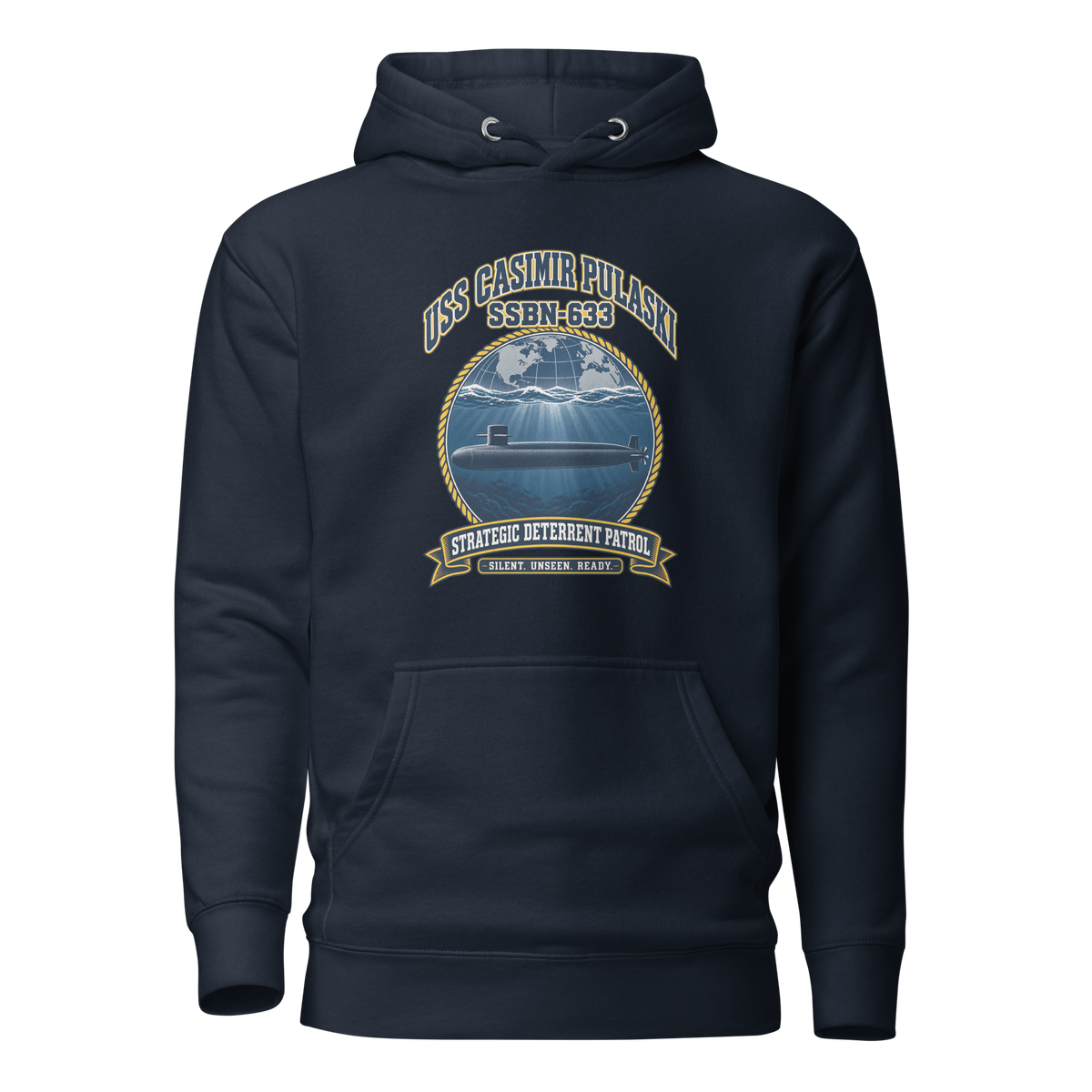 USS Casimir Pulaski (SSBN-633) Deterrent Patrol Hoodie - Emblem