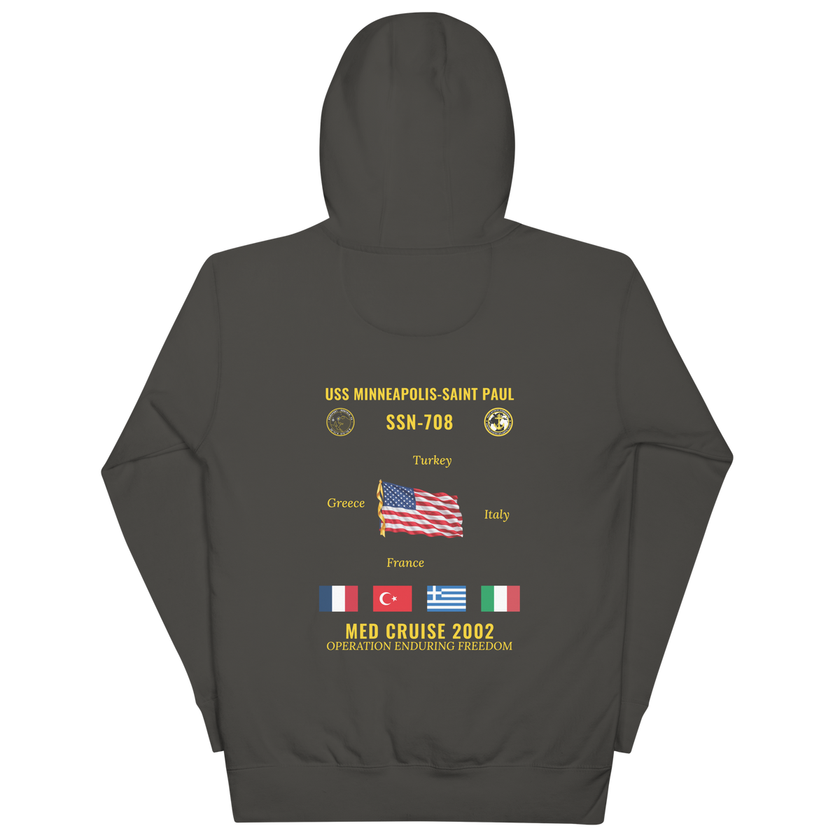 USS Minneapolis-Saint Paul (SSN-708) 2002 Med Cruise Hoodie