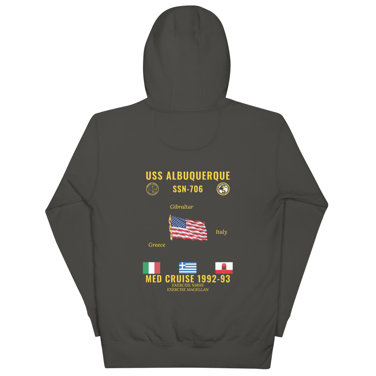 USS Albuquerque (SSN-706) 1992-93 Med Cruise Hoodie