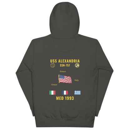 USS Alexandria (SSN-757) 1993 Med Cruise Hoodie