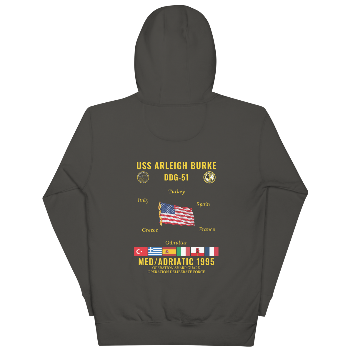 USS Arleigh Burke (DDG-51) 1995 Med/Adriatic Cruise Hoodie