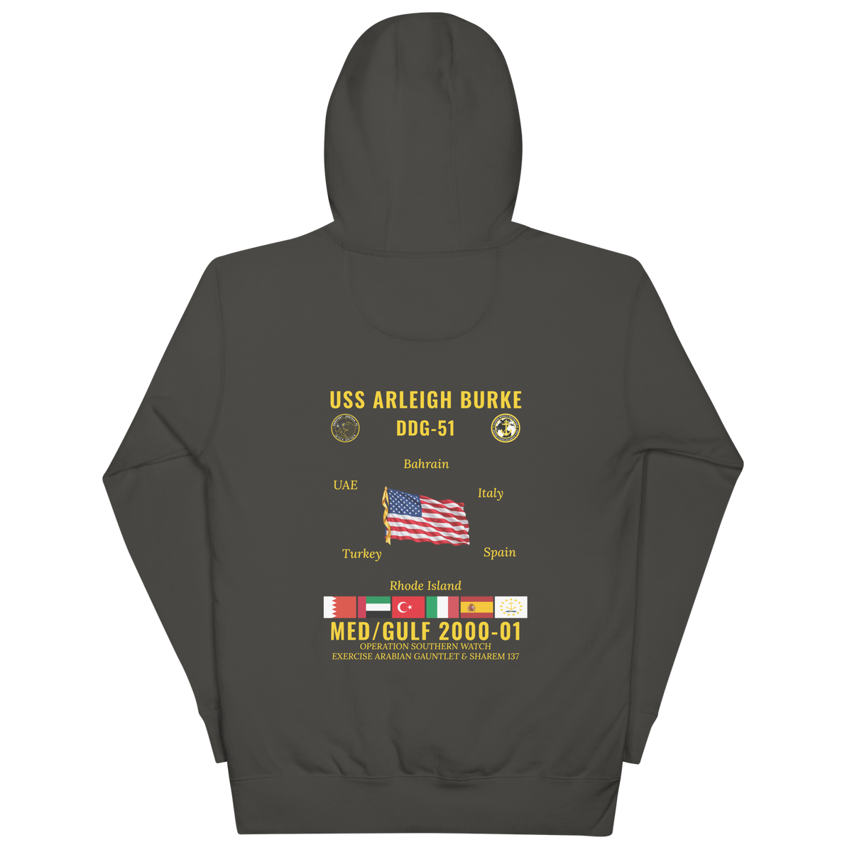 USS Arleigh Burke (DDG-51) 2000-01 Med/Gulf Cruise Hoodie